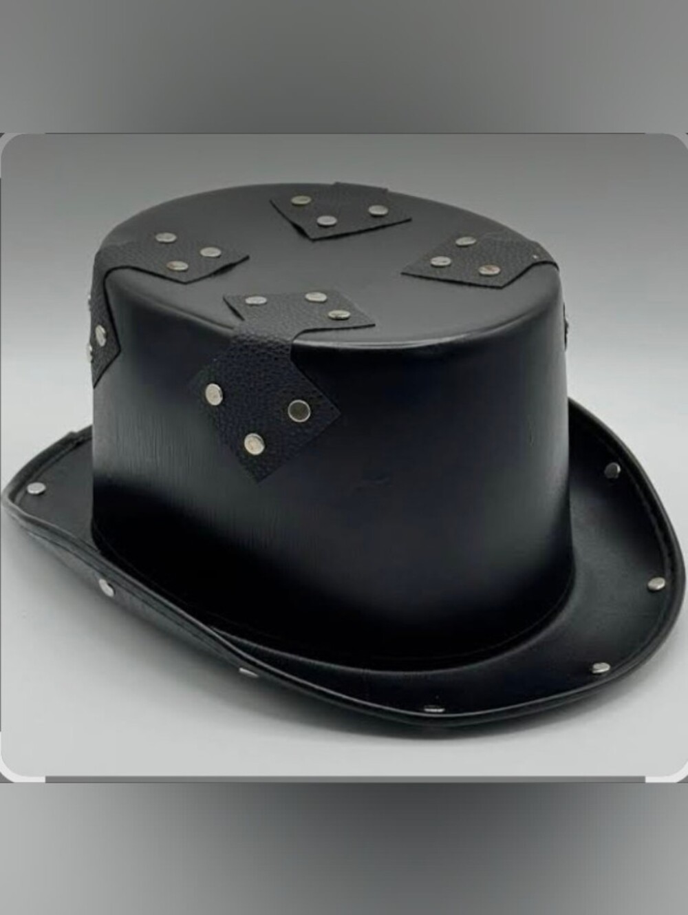 Spirit Halloween Gothic Vampire Top Hat Black Studded Faux Leather Costume OS